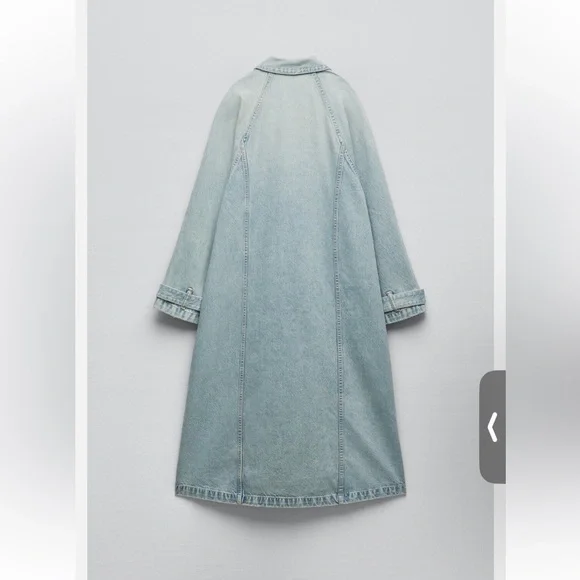 Zara Light Blue TRF Denim Trench Coat XL-XXL - Picture 4 of 6